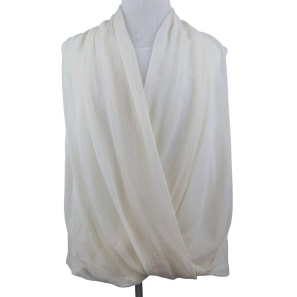 Lafayette 148 Gauze Silk Satin Sleeveless Bubble Hem Blouse in Cream size Large - Picture 1 of 10